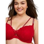 Torrid  42DDD Bra XO Plunge Push Up Diamante Red Lace Rhinestone‎ Plunge 393 Photo 1
