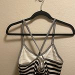 Old Navy  Black & White Striped Ribbed Tank With Built-In Bra Size L Photo 2