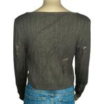 Lorena Rose Lace Up Destroyed Cropped Sweater Photo 1