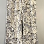 Tahari Women's 100% Linen Pant Wide Leg Black White Tropical Leaves Size L Photo 0