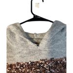 Nine West  Gray Rose Gold Sequin Striped Hooded Long Sleeve Sweater Women Med Photo 5