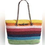 KURT GEIGER LONDON Chelsea Rainbow Raffia Open Top Convertible Straw Tot… Gold Photo 14