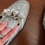 Miu Miu  silver glitter rhinestone loafer square toe block heel pump 37.5  Photo 7