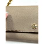 Michael Kors Tan Leather Wallet Crossbody Bag Purse Gold Chain 8" x 4" Neutral Photo 14