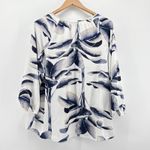 Nic+Zoe  Botanical Leaf Print Tunic Blouse Womens XXL Split Neck Button Front Photo 4