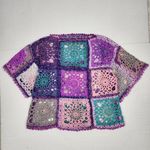 Handmade Crochet Vibrant Granny Square Patchwork Top Blouse Multicolor OS Purple Size undefined Photo 15