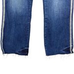 Good American Good Straight Jeans Side Stripe Raw Hem Dark Blue Size 20 Photo 10