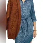 Cloth & Stone  Anthropologie Dress V-Neck Long Sleeve Short Belted size small Photo 0