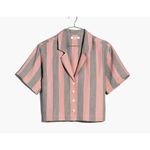 Madewell linenâspringy striped resort cropped blouse xxs Photo 9