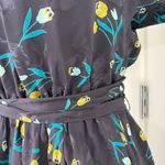 Rebecca Taylor Size 4 Blue, Yellow Silk Tulip Print Beaded Dress with Pockets Photo 12