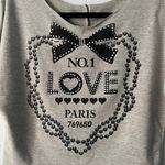 Womens Sweatshirt Small Pullover Raw Hem Stretch Lightweight Preppy Sporty Chic Gray Photo 1