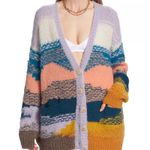 MOTHER The Long Drop Stripe Alpaca Blend Cardigan Mountain High XL NWT Purple Photo 3