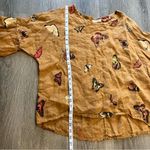 Viola Borghi Tan Butterfly Short Ruffle Sleeve 100% Linen Top Women’s Size M Size M Photo 3