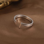 Boutique NEW Women's‎ Split Bar White Gold Plated S925 Band Ring Silver Adjustable Photo 8