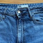 ZARA  Full Length Ripped High Rise Slit Hem Straight Slim Jeans Photo 2