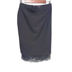Forever 21 Black Pencil Skirt Lace Hem Workwear Office Minimalist Women's Medium Photo 1