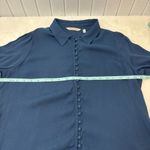Soft Surroundings  Navy Blue Button-Down Shirt with Ruffled cuffs Size L Photo 4