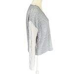 CAbi  gray with cable knit sleeves stretchy v-neck pullover sweater sweatshirt S Photo 2