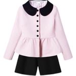 Japanese Kawaii Winter Black Pink Puplum Ruffle Jacket Blouse Top Size XS Photo 3