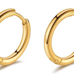 18K Gold Plated 16mm Huggie Hoop Earrings – Stainless Steel, Hypoallergenic Photo 0
