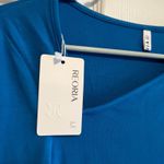 Reora Blue Bodysuit Long Sleeve Asymmetrical Neckline Top Size Large NWT Photo 4