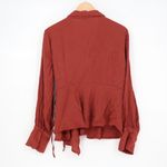 J.Crew  Rust Red Linen Blend Wrap Long Sleeve Shirt Top Size 16 Photo 4