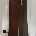 Steve Madden Women’s Dual Tone Pants Straight Leg Plaid One Side Brown Size 24 Photo 0