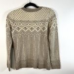 Telluride Clothing Co Cardigan Women S Cream Lambswool Fair Isle Metallic Beaded Brown Photo 8