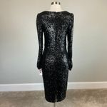 AQUA Black Sequined Long Sleeve Cut Out Sheath Cocktail Dress Size 6 by Photo 1
