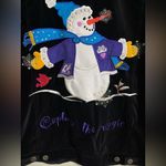 Quacker Factory  Holiday Jacket Black Velvet Snowman Embellished Size Small Snow Photo 2