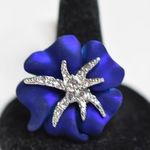 Source Unknown NWT Blue Velvet Bling Dinner Cocktail Statement Size 8 Ring Photo 0