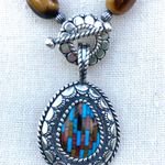 Carolyn Pollack Southwestern Silver Pendant Inlay Tigers Eye Turquoise Necklace Photo 7