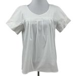New York And Company  Elegant White pleated Short Sleeve Blouse Size S Photo 0