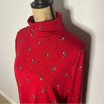 Karen Scott Size L Red Ski Penguin Winter Mock Neck Cotton Blend Shirt Grandma Photo 2
