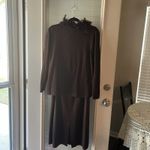 Dressbarn Women’s Skirt Suit Feather Collar 14/16 Jacket 18/ 20 Skirt Metallic Brown Photo 1