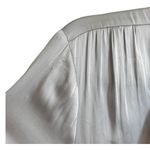 Paige Saffron Satin Silver White Gray tie plunge neck bodysuit long sleeve top Photo 7