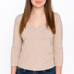 Loft Ann Taylor  beige long sleeve pullover V-neck Photo 0