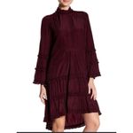 Max Studio Tiered Peasant Prairie Dress Women XS Burgundy Cottage Victorian Boho Photo 1