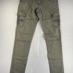 Miss Me • Olive Green Cargo Jeans Bead Embellished Cross Accent Size 26 Photo 0