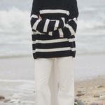 NEW Velvet By Jenny Graham Sz Small Encino Sweater Striped Turtleneck Wool Blend Black Photo 1