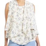 Coco + Carmen  Flowy Floral Spring Tank with Poncho Top Photo 7