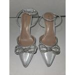 BCBGeneration  Annese Silver And Rhinestone Heels Ankle Straps Size 8 Swiftie Photo 2