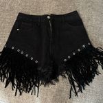 SheIn Black Fringe High Waisted Shorts S NWOT Photo 0