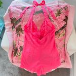 Frederick's of Hollywood frederick’s of hollywood y2k hot pink lace mesh lingerie onesie romper Photo 1