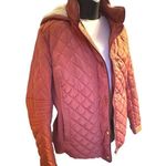 Womens XL Faux Sherpa Lined Quilted Puffer Jacket Rose Orange Pink Winter Coat Photo 5