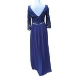 Lulus lulu’s Navy Blue Lace Formal v neckline Floor Length Maxi Dress Size Small Photo 1