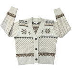 Francescas Symone Fair Isle Cropped Neutral‎ Cardigan Sweater Size Medium Nordic Tan Photo 0