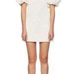 frame denim Nina Puff Sleeve Leather Mini Dress Bone Womens Size Large Photo 1