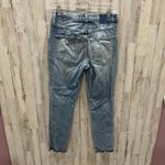 AMO Babe Sweet Cheeks Jeans Women's 27 Blue Raw Hem Button Fly Ankle Denim Photo 5