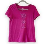 Life is Good  S‎ Magenta Purple Crusher Tee Guitar Heart Size Small Small Cotton Photo 0